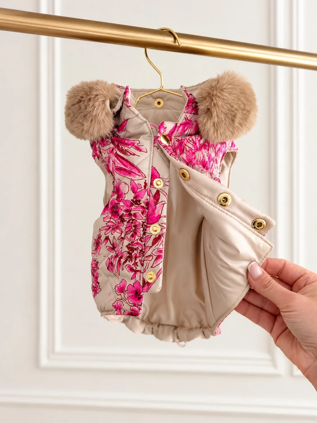 Kurtka Noelle Collection — Beige With Pink Flowers