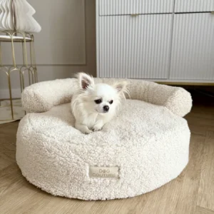 Pufa prazek z rantem teddy — Creme