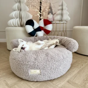 Pufa prazek z rantem teddy — Taupe