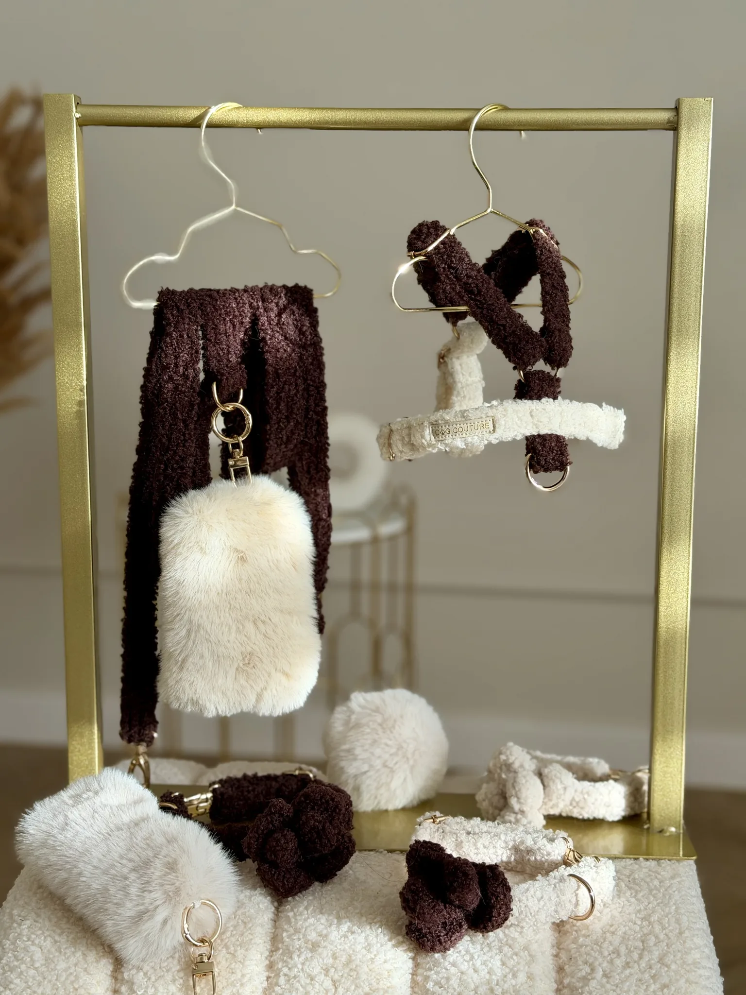 Smycz przepinana teddy — Chocolate