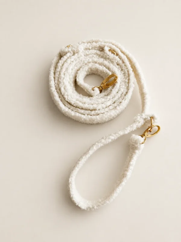 Smycz przepinana teddy — Creme