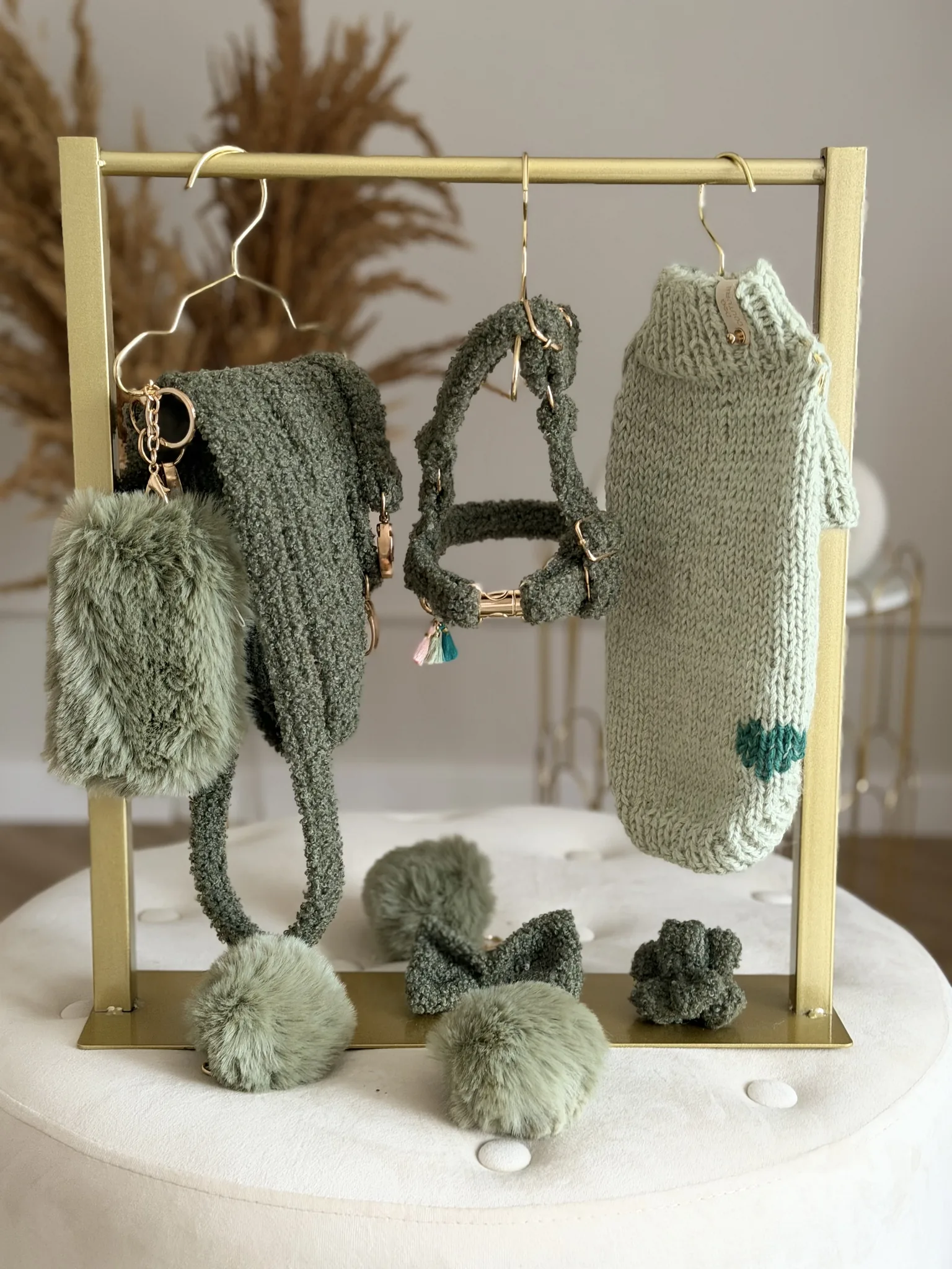 Smycz przepinana teddy — Matcha