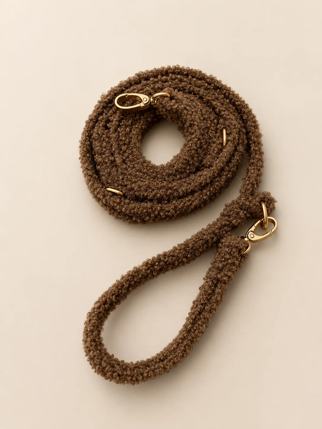 Smycz przepinana teddy — Mocha