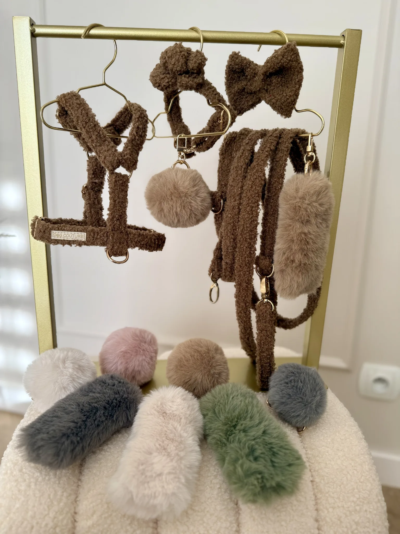 Smycz przepinana teddy — Mocha