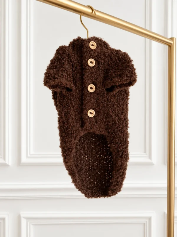 Sweterek z guzikami alpaka boucle — Chocolate