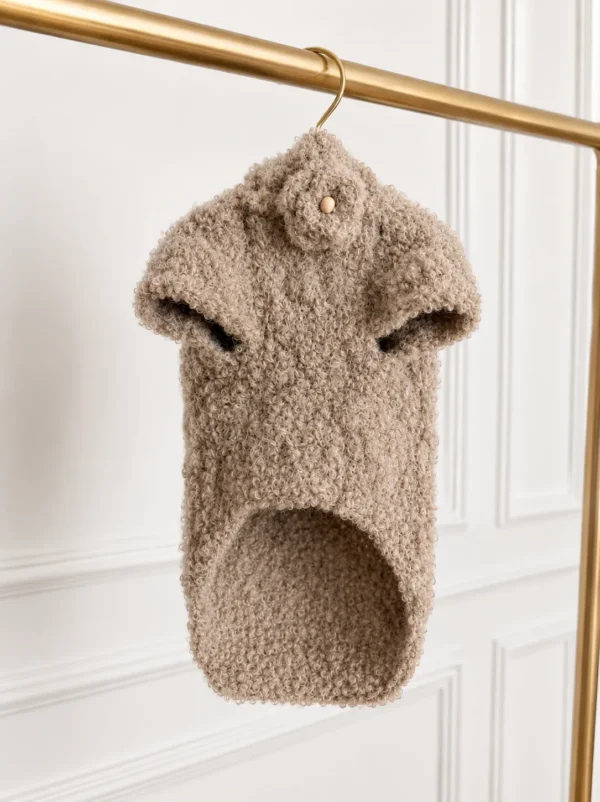 Sweterek z kapturkiem alpaka boucle — Beige