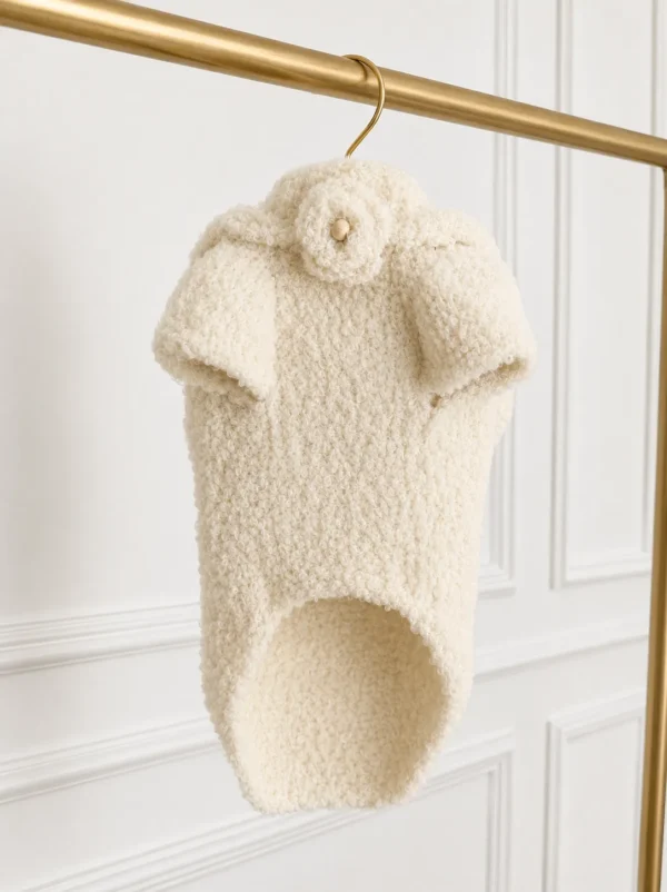 Sweterek z kapturkiem alpaka boucle — Creme