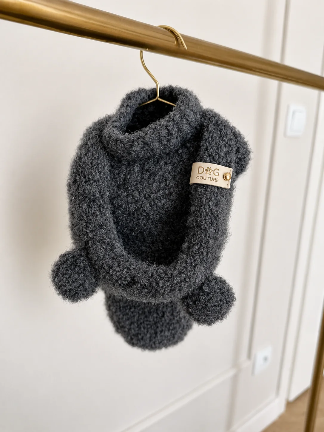 Sweterek z kapturkiem alpaka boucle — Grey
