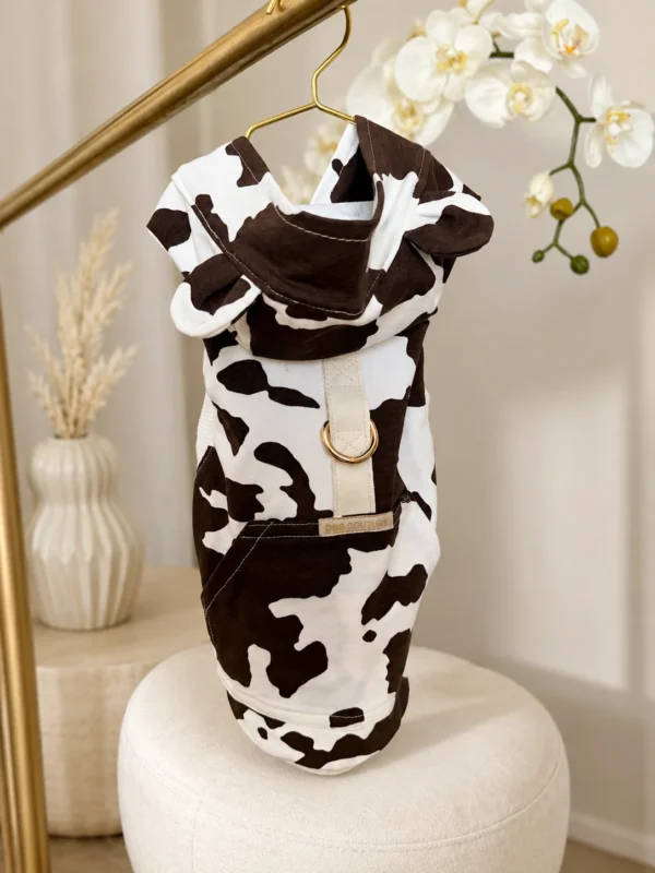 Bluza Moo Collection dla psa w brązowo-kremowe łaty